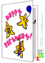 birthday card, cute birthday stars