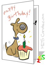 birthday card, puppy, cupcake