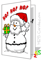 snowman santa and present card