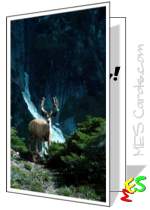 printable card, photo of deer and waterfall