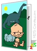 Caveman discovering dinosaur skeleton funny prehistoric paleontologist card