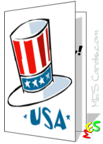 card to print, USA, cute top hat
