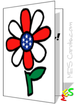 card, cute flower, American flag pattern