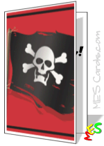 pirate card, flag, crossbones