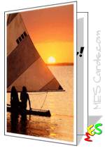printable card, sunset, boat, couple