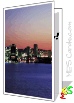 sunset card, cityscape, metropolitan