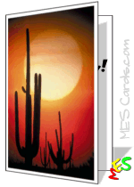 sunset card, desert, cactus