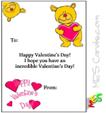 cute bears, peeking, small Valentine's card