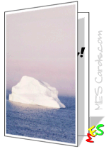 solo iceberg, glacier, sunset photo, card